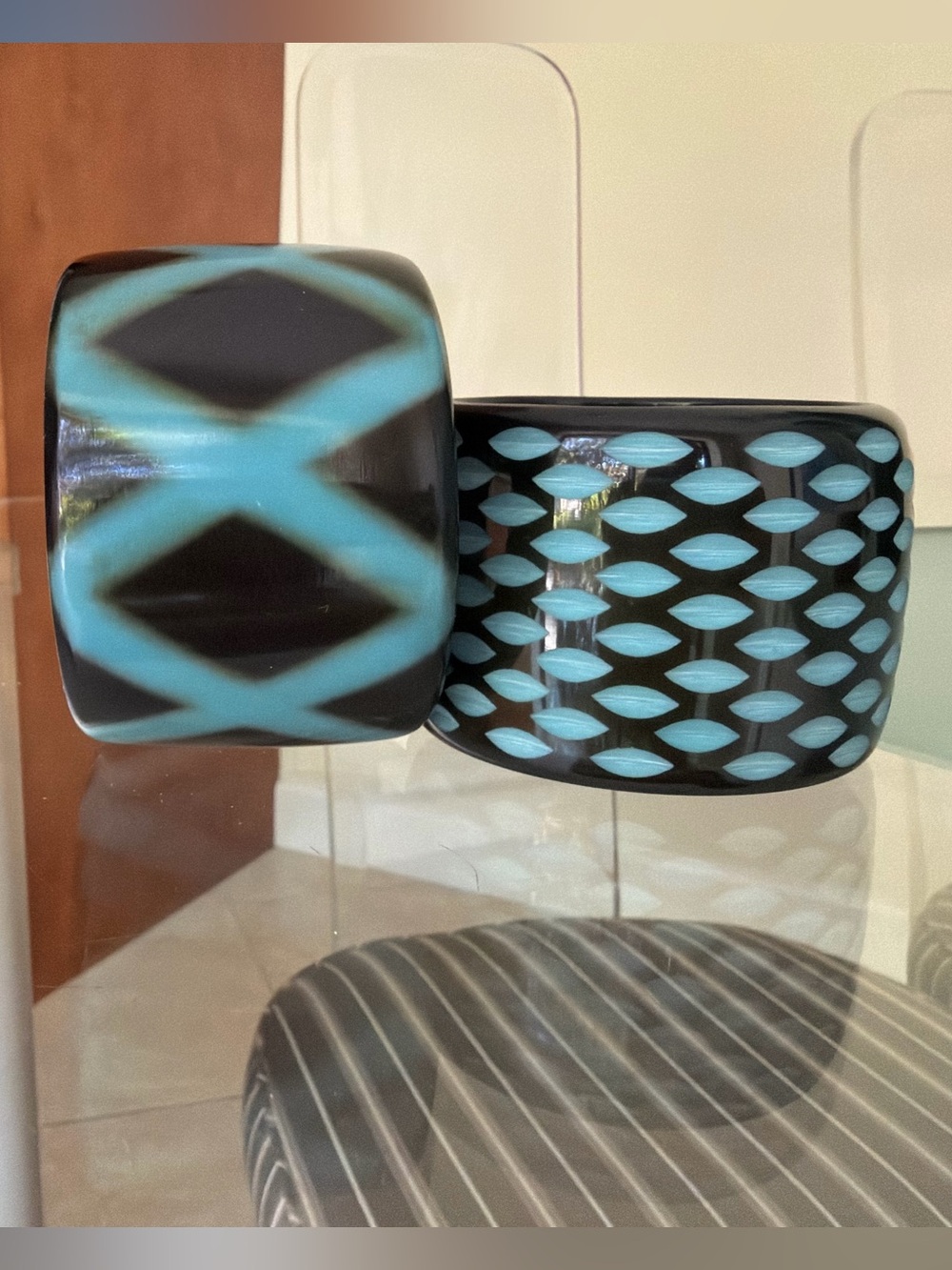 Vintage Y2K Wide Cuff Turquoise inlay Blackish Brown